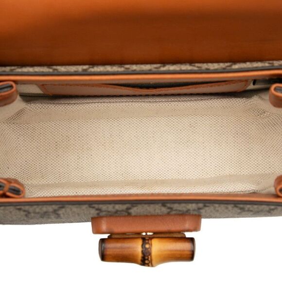 Gucci GG Supreme Bamboo Waist Bag Body Bag 681137 Beige Brown PVC Leather - Picture 4 of 7